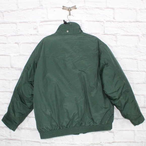 LL BEAN Green Fleece Neck Goose Down Parka Hood Winter Coat Jacket Size XL - Picture 8 of 9
